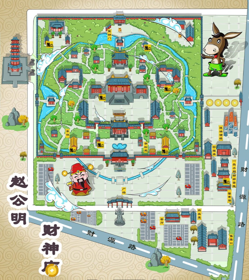 兴文寺庙类手绘地图